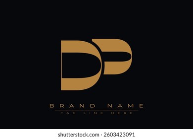 DP initial letter logo design. Letter D and P luxury alphabet letter logo icon template