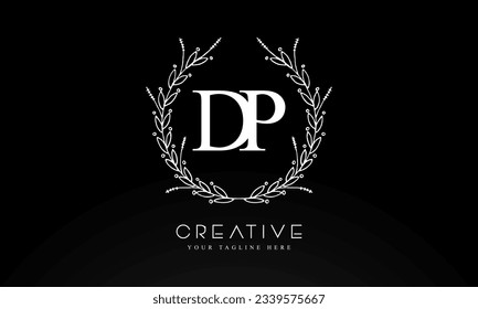 DP-Logo-Design-Vorlage für Anfangsbuchstaben mit Blumenkreis