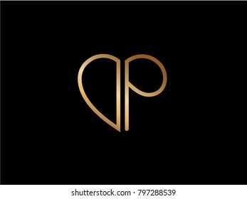 DP initial logo letter with heart shape red colored, logo design for wedding invitation, wedding name and business name.