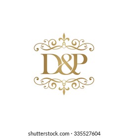 D&P Initial logo. Ornament ampersand monogram golden logo