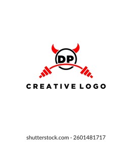 DP initial monogram for fitnes or gym logo with devil style design