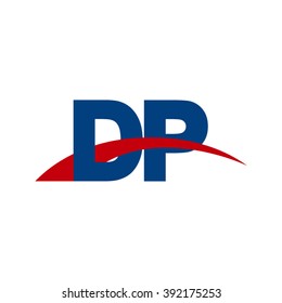 DP initial overlapping swoosh letter logo blue red