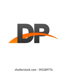 DP initial overlapping swoosh letter logo black orange