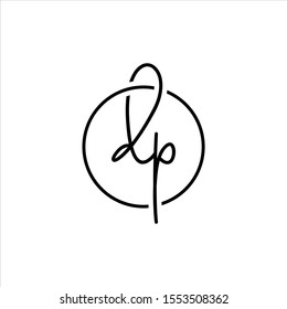 DP initial signature logo. handwriting logo template vector 