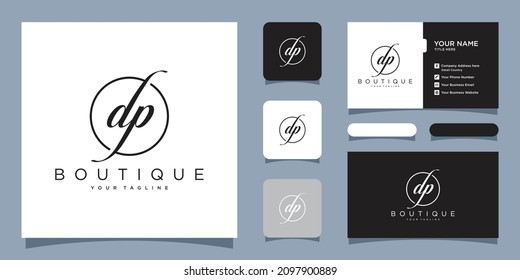 DP erstes Signaturlogo. Logo-Vorlage für Handschriften, Vektorgrafik mit Visitenkartendesign-Vorlage