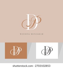 Logotipo de monograma de boda inicial DP con Plantilla