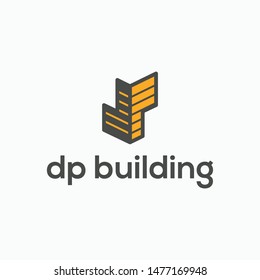 dp initials logo design combine with building.
