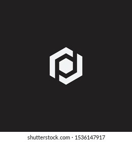 DP letter icon hexagon shape

