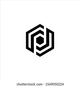 DP letter icon hexagon shape
