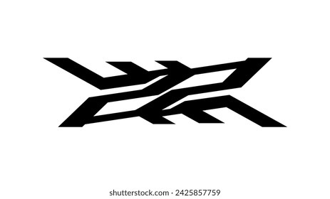 DP Letter lightning storm on Sporty striping vehicle decal element vector illustration in black fill style. Editable graphic resources for many purposes.