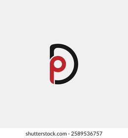 dp letter logo design with black and red color