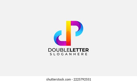 Vector de plantilla de diseño de logotipo de carta DP