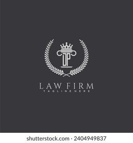 DP-Buchstaben-Monogramm-Logo für Anwaltskanzlei mit Säulenkronenbild-Design