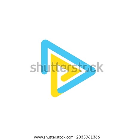 dp letter or play button concept icon vector illustration design template