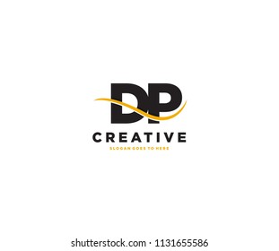 DP letter with swoosh vector logo design