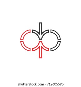 dp letter with upand down arrow logo design vector