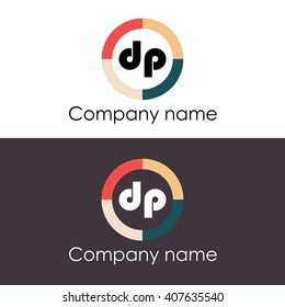 DP letters business logo icon design template. Vector with four colors circle