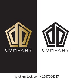 dp logo initial pentagon design vector icon