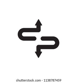 dp logo letter with up and down arrow