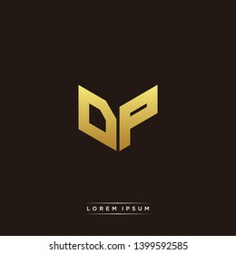 DP Logo Letter Initial Logo Designs Templete with Gold and Black Background