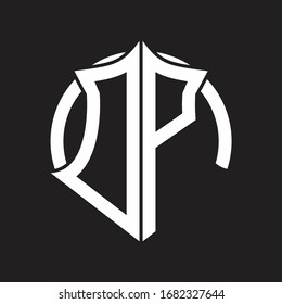Monograma del logotipo DP con emblema y plantilla de diseño redondeado en círculo