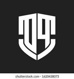 DP Logo monogram with emblem shield shape design isolated on black background
