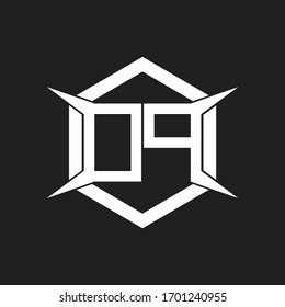 Monograma de logotipo DP con modelo hexagonal y de cuatro ejes
