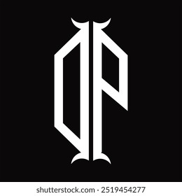Escudo del hexágono del monograma del logotipo de DP con la Plantilla del diseño de la forma del cuerno