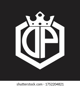 DP Logo monogram rounded by hexagon shape with crown design template