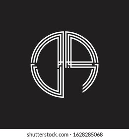DP Logo monogram triple ribbon style line design template isolated on black background