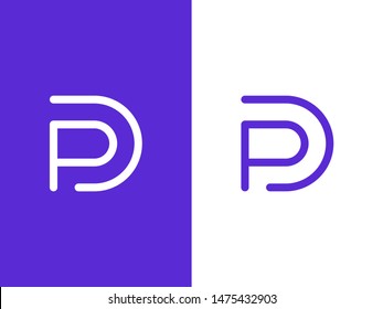 Logo linéaire minimal DP. Concept de symbole des lettres abstraites D et P. Création d'un emblème rond moderne et créatif. Symbole alphabet graphique pour l'identité de l'entreprise. Élément vectoriel