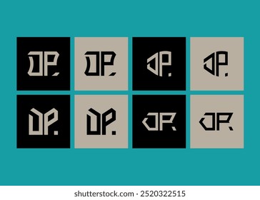 DP minimalist and classic logo set design. DP monogram polygonal and circle shape vector 
