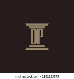 Logo inicial de monograma DP para la firma de abogados con diseño de hitos