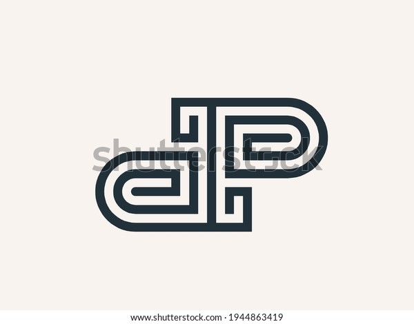 Dp Monogram Logotypographic Signature Iconintertwined Lines Stock ...