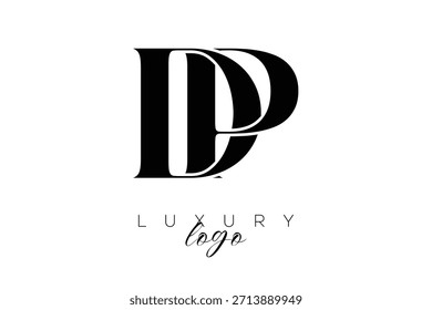 Logotipo de la tipografía del monograma de la letra de DP Serif para la identidad elegante de la marca de Premium