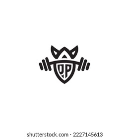 DP simple line fitness gym concept in high quality professional design that will print well across any print media