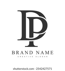 DP trendy logotype template. Initial letter d and p classic font style. Creative logo for company name or identity. Vector illustration.