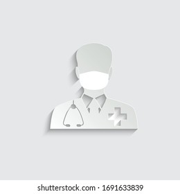 dpaper octor icon. Doctor with stethoscope vector sign