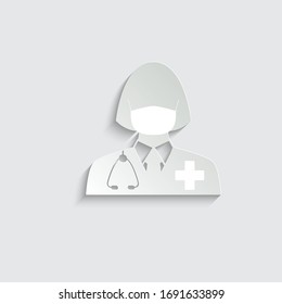 dpaper octor icon. Doctor with stethoscope vector sign