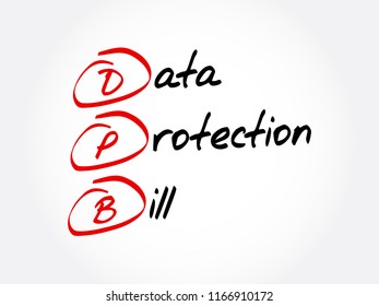 DPB - Data Protection Bill acronym, technology concept background