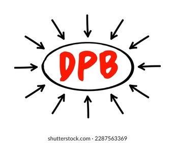 DPB - Proyecto de ley de protección de datos, texto con flechas, fondo de concepto tecnológico