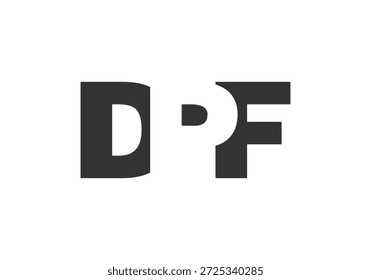 Diseño de logo DPF. Letra inicial D P F estilo de letra en negrita para startups tecnológicas, consultoría, marca corporativa. Nombre creativo de la empresa, titulares de la tipografía, identidad, logotipo de moda. Ilustración vectorial.