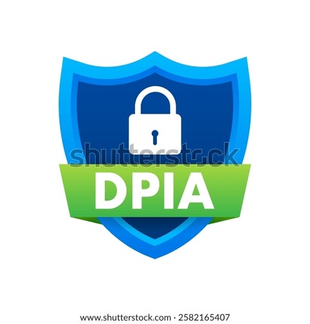 Dpia protecting data with shield and lock symbol