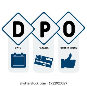 DPO - Days Payable Outstanding acronym. business concept background. vector illustration concept with keywords and icons. lettering illustration with icons for web banner, flyer, landing page