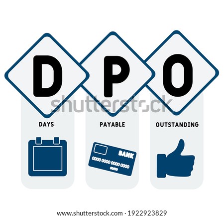 DPO - Days Payable Outstanding acronym. business concept background. vector illustration concept with keywords and icons. lettering illustration with icons for web banner, flyer, landing page