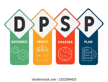 DPSP - Deferred Profit Sharing Plan acronym. business concept background.  vector illustration concept with keywords and icons. lettering illustration with icons for web banner, flyer, landing pag