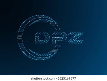 DPZ Low-Poly-Buchstaben-Logo, Vektordesign. DPZ Logo-Design mit niedrigem Poly. 