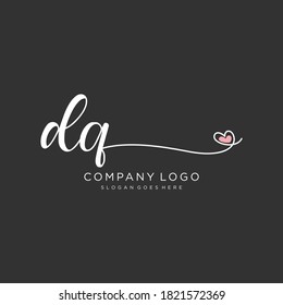 DQ Beauty vector initial logo, handwriting logo of initial signature, wedding, fashion, jewelry, boutique, floral and botanical with creative template for any company or business.