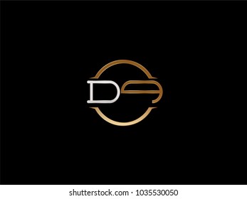DQ circle Shape Letter logo Design in silver gold color
