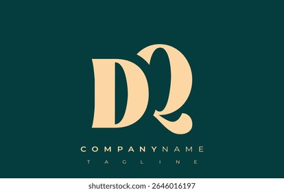 DQ Creative Abstract Typografy Logo Design. Elegantes Logo, das mutige Typografie und kreative Formen kombiniert, ideal für Branding- und Identitätslösungen.